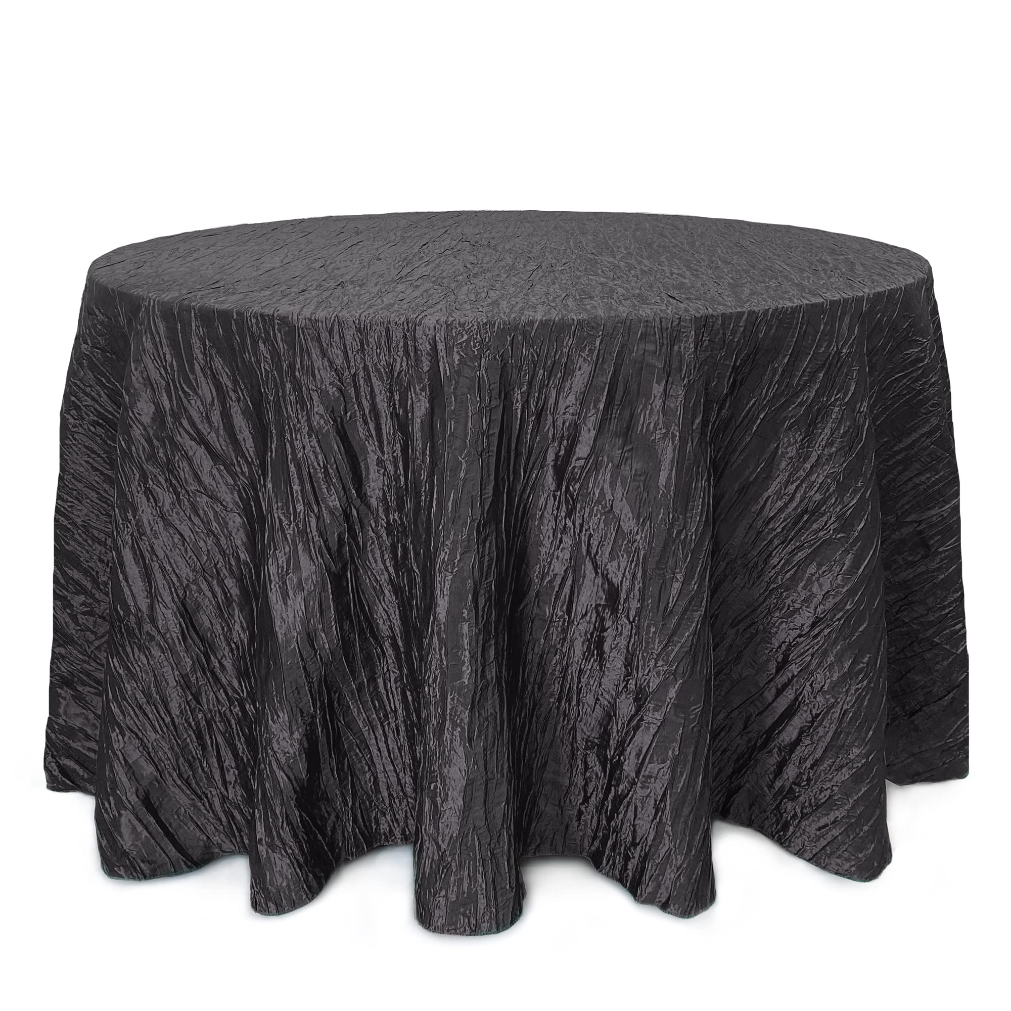 Your Chair Covers YOUR CHAIR COVERS - 120 Inch Round Crinkle Taffeta  Tablecloth - Black, Crushed Shiny Dining Table Cloth for Wedding Party  Birthd, image size:2000x2000