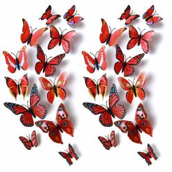 Amaonm 24pcs 3D Vivid Special Man-Made Lively Butterfly Art DIY Decor Wall Stickers Decals Nursery Decoration, Bathroom DAcor, O