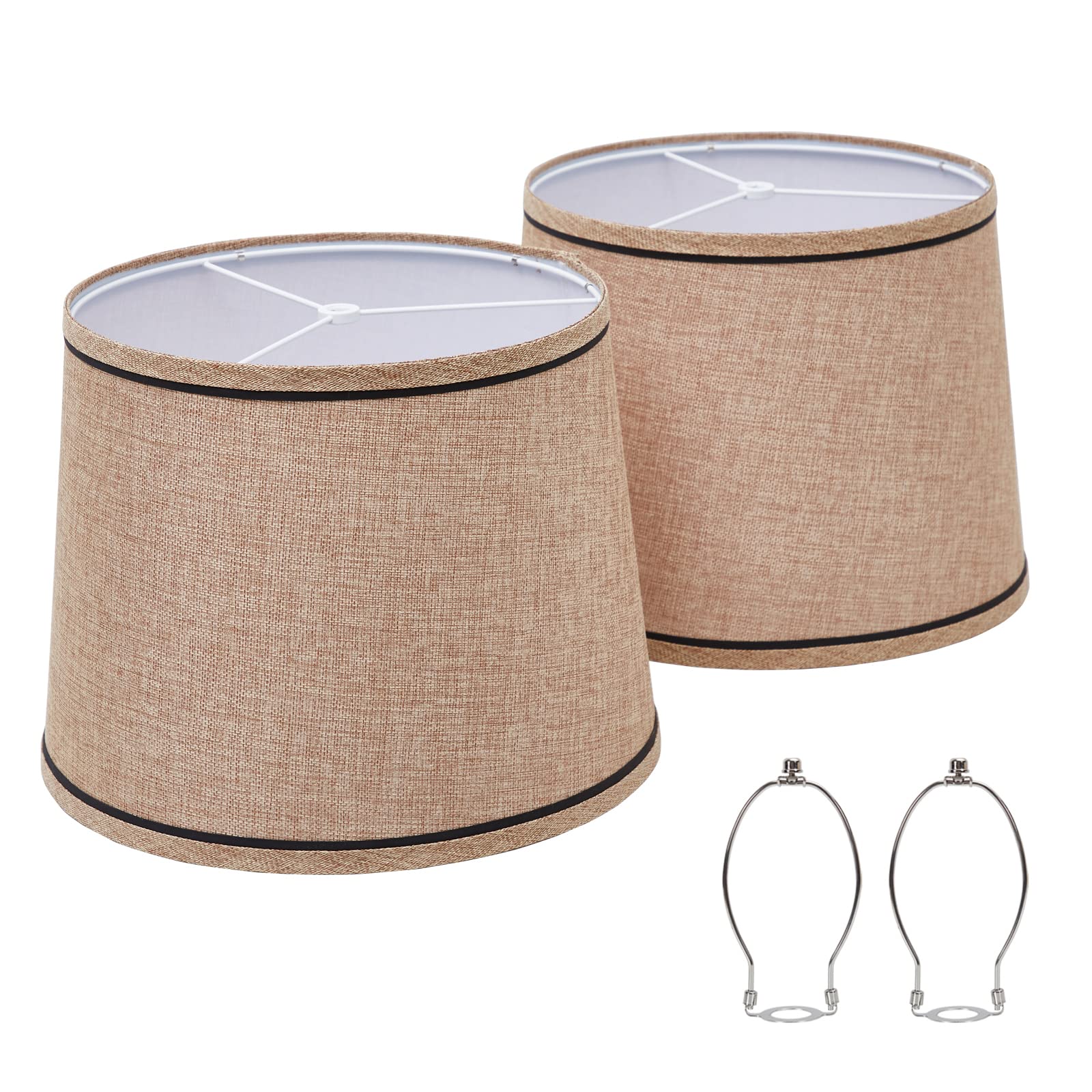 Luvkczc Lampshades Set of 2, Medium Fabric Lampshades for Table Lamps, Floor Lamps, 13" Top x 11" Bottom x 10" High (Spider Fitter), Han