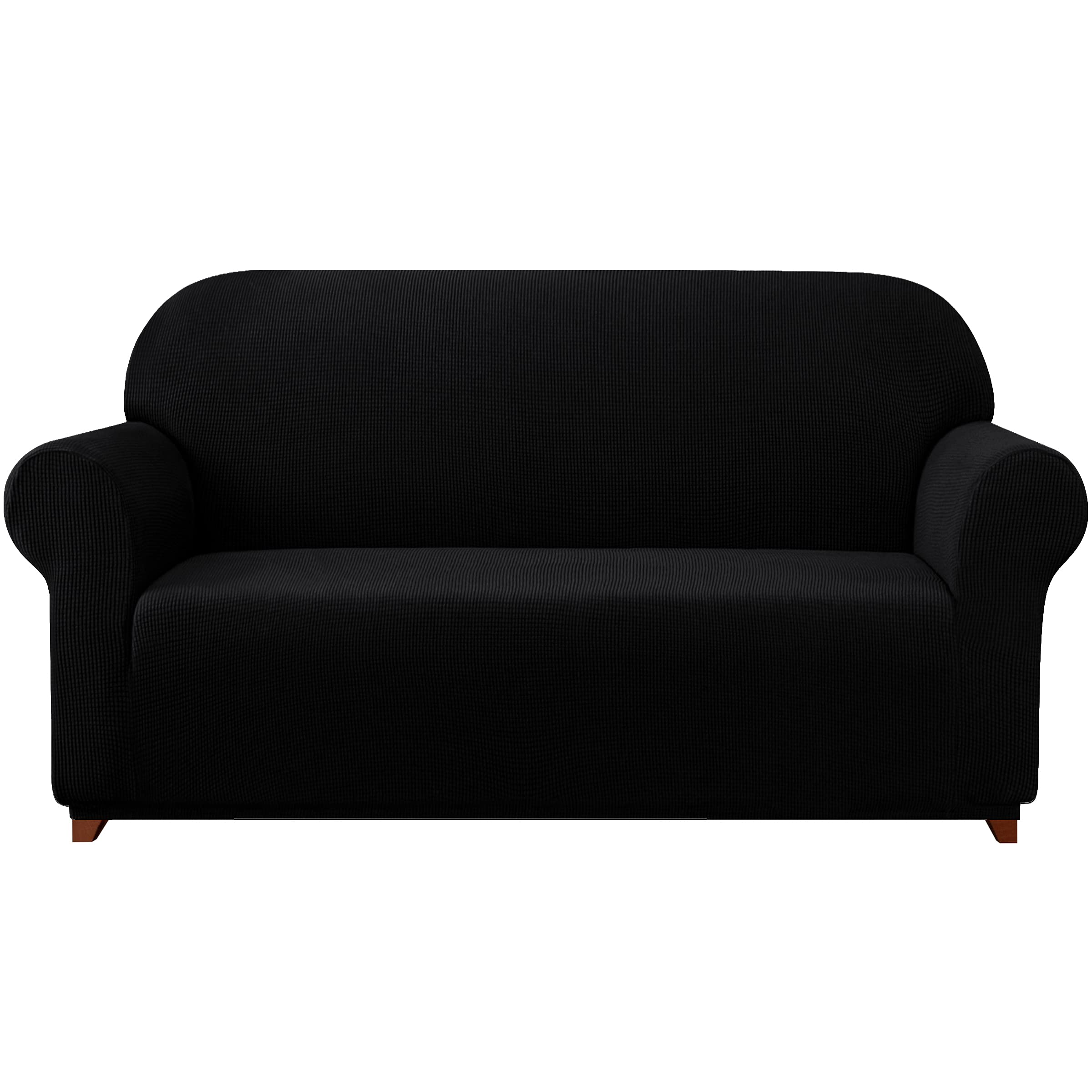 Subrtex Sofa 1-Piece Stretch Slipcover Soft couch Washable Furniture covers Jacquard Fabric Small checks(Black,X-Large), XL Sofa