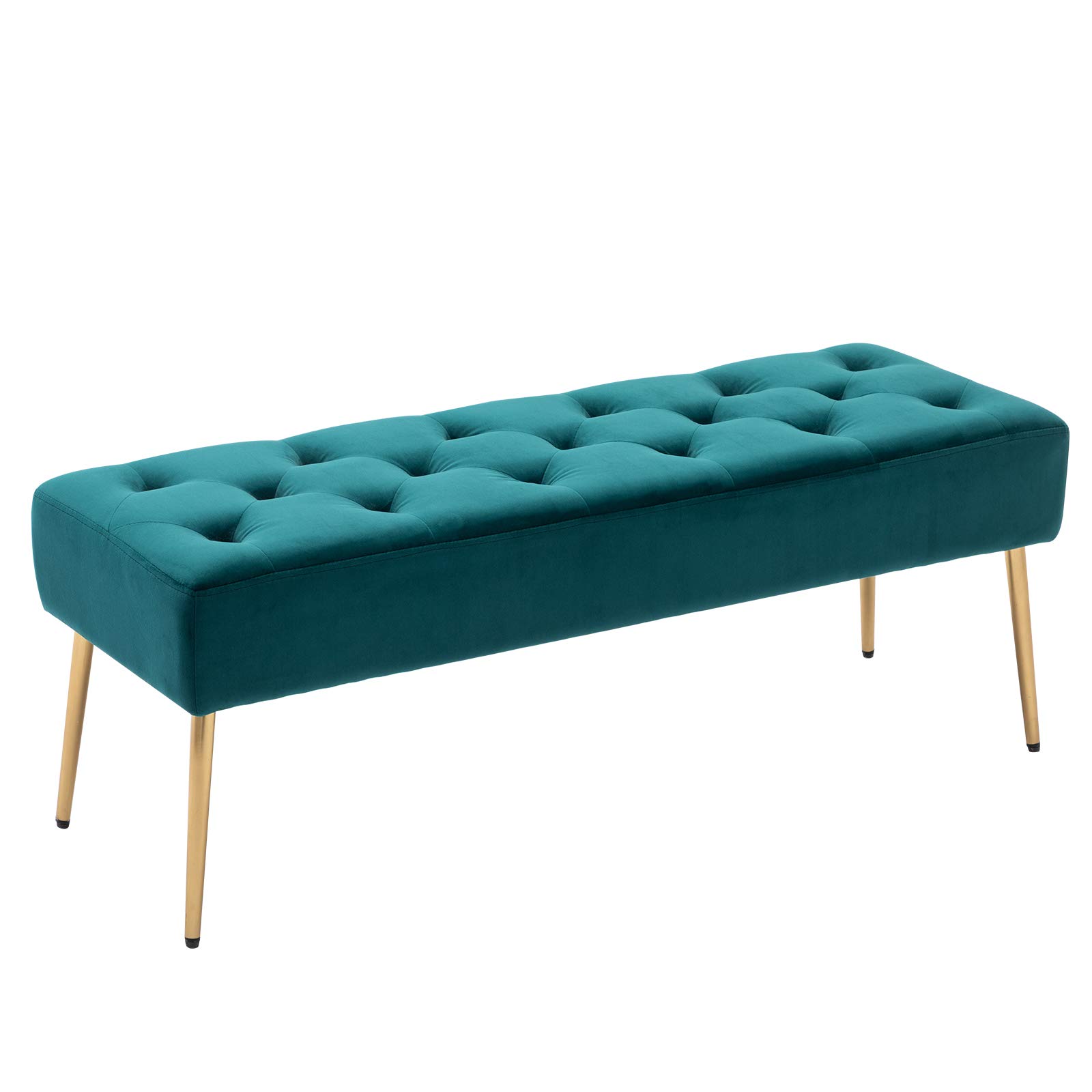 Duhome Elegant Lifes Duhome Modern Velvet Bench Ottoman, Upholstered Bedroom Benches Footrest Stool Button-Tufted Table Bench Dining Bench with gold 