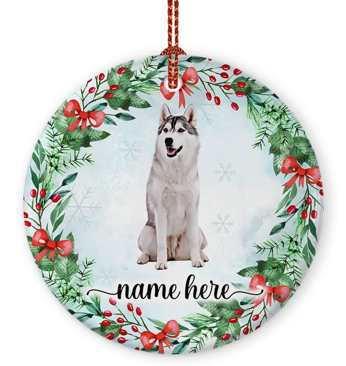 Prezzy Personalized Siberian Husky Dog Christmas Ornament 2023 Gifts for Xmas Tree Decoration Hanging Best Dog Lovers Gift Funny