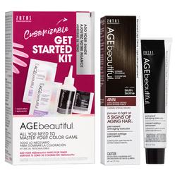 AGE beautiful Permanent Hair Color Dye Liqui Creme & Developer Starter Kit | 100% Gray Coverage | Anti-Aging | Biotin for Thicke