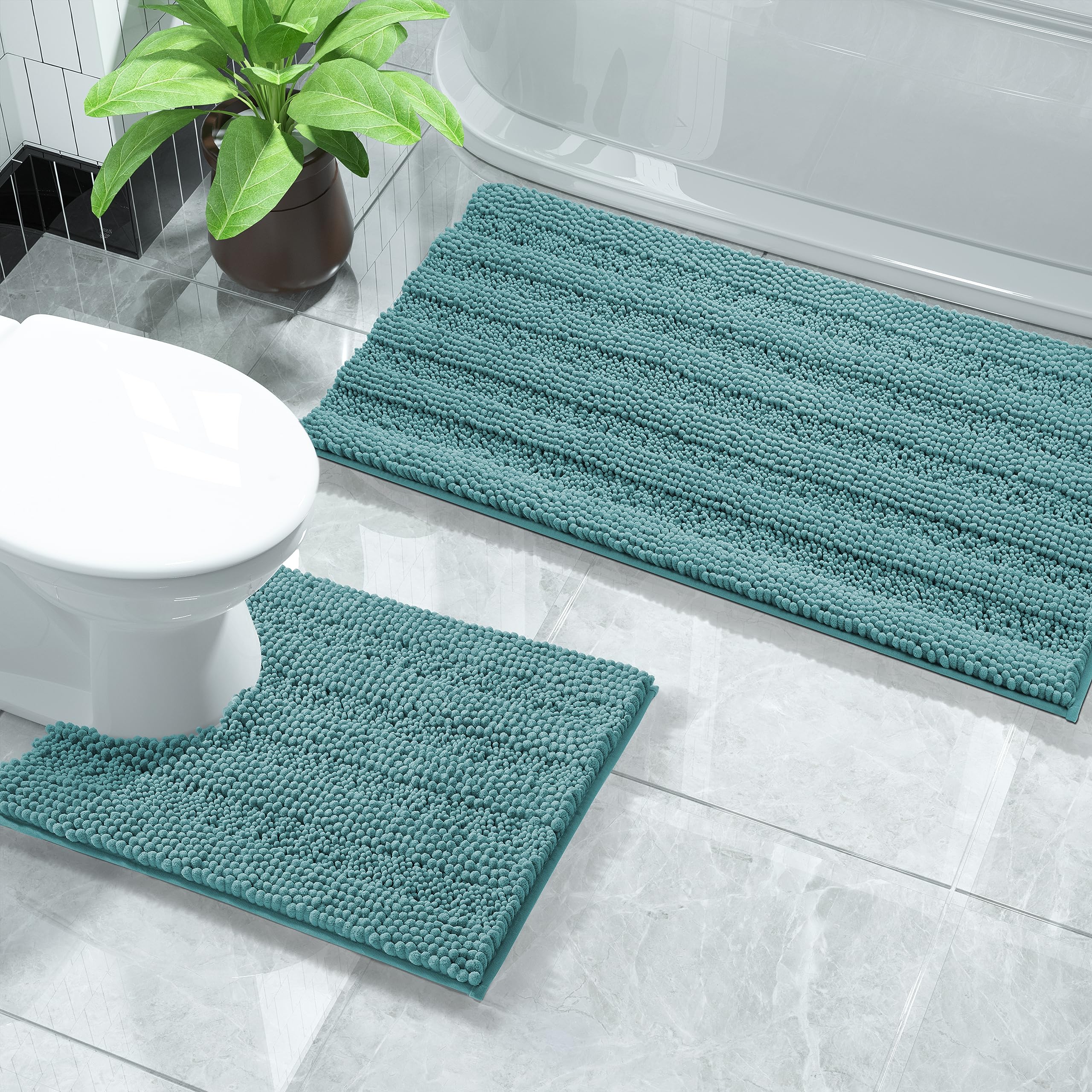 Yimobra Luxury Chenille Bathroom Rugs Sets 2 Piece, Extra Thick Non ...