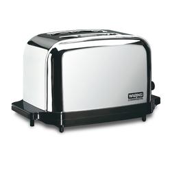 Waring Commercial WCT702 2-Slice Commercial Light Duty Pop-Up Toaster, 120V, 5-15 Phase Plug, Silver, 2-Compartment