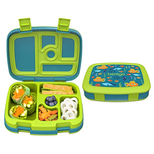 Bentgo? Kids Prints Leak-Proof, 5-Compartment Bento-Style Kids Lunch Box - Ideal Portion Sizes for Ages 3 to 7 - BPA-Free, Dishw