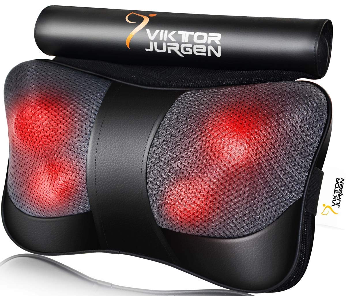 VIKTOR JURGEN Neck Massage Pillow Shiatsu Deep Kneading Shoulder Back and Foot Massager with Heat-Relaxation Gifts for Women/Men