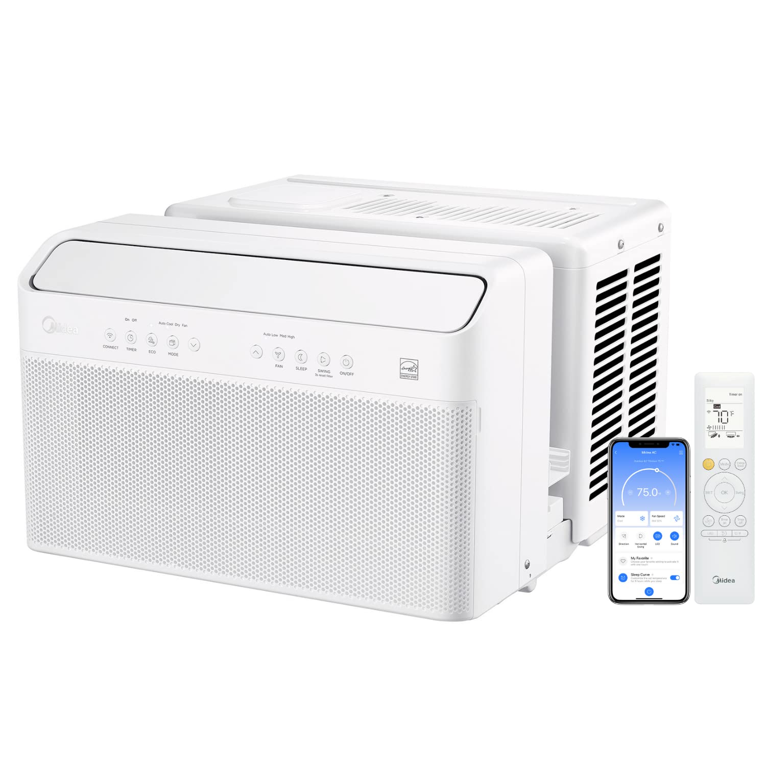 Midea 10,000 BTU U-Shaped Smart Inverter Window Air Conditioner-Cools up to 450 Sq. Ft., Ultra Quiet with Open Window Flexibilit