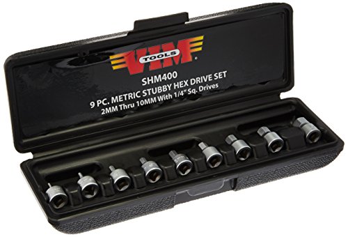 Vim Tools SHM400 Drive Metric Stubby Hex Bit Set, 1/4-Inch , 9-Piece