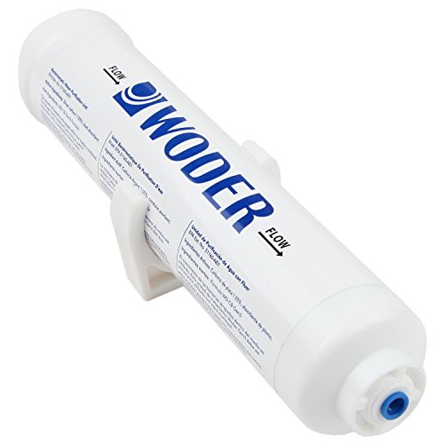 Woder WD-10K-JG Ultra-High Capacity Inline Water Filter with ¼” Built-in JG Fittings (for unbraided ¼” PVC, or 1/8” PEX). WQA Ce