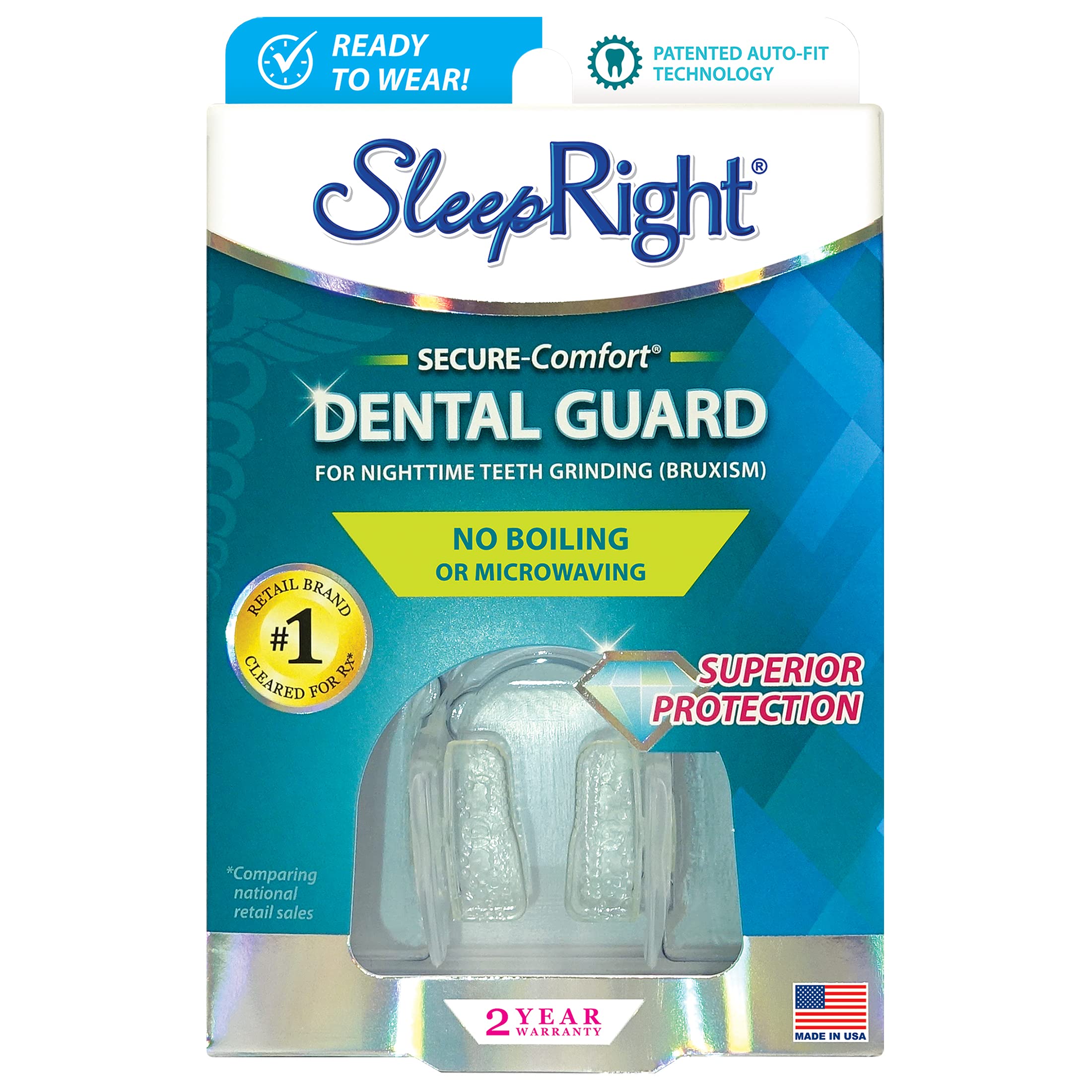 SleepRight Secure-Comfort Dental Guard Mouth Guard To Prevent Teeth Grinding SleepRight No Boil Dental Guard