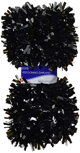 Beistle Shiny Black Metallic Plastic Festooning Garland For New Year’s Eve Christmas Birthday Graduation Party Supplies And Para