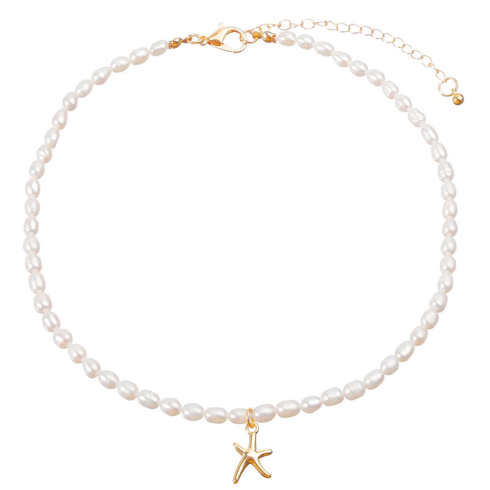 wgoud Natural Freshwater Pearl Beaded Choker Necklace for