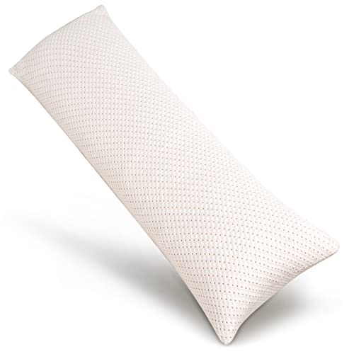 ELEMUSE Full Body Pillow for Adults - Shredded Memory Foam & Zippered Cooling Bamboo Cover - 20 x 54 Long Pillow for Sleeping - 
