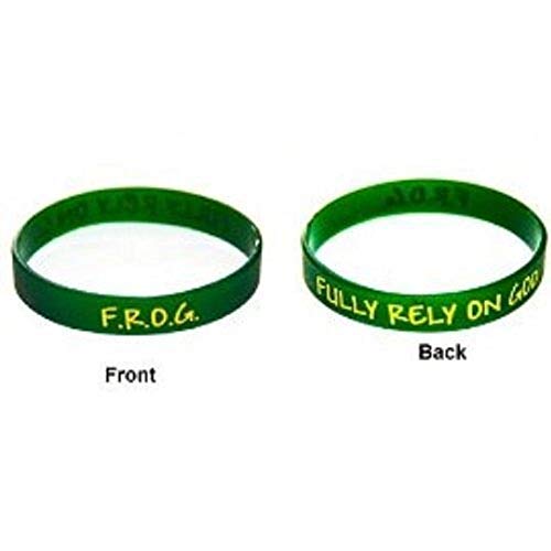Christian Book And T Fully Rely on God F.r.o.g. Silicone Christian Rubber Bracelets (10 Pack)