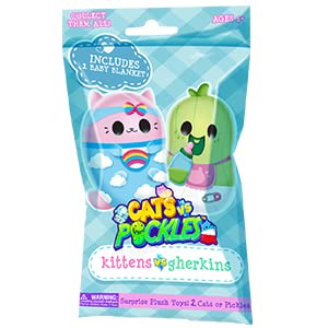 Cats vs Pickles Kittens vs gherkins - Mystery Bag - contains 1 Pair of 3 Bean Filled Plushies collect These as Stocking Stuffers, Fidget Toys or