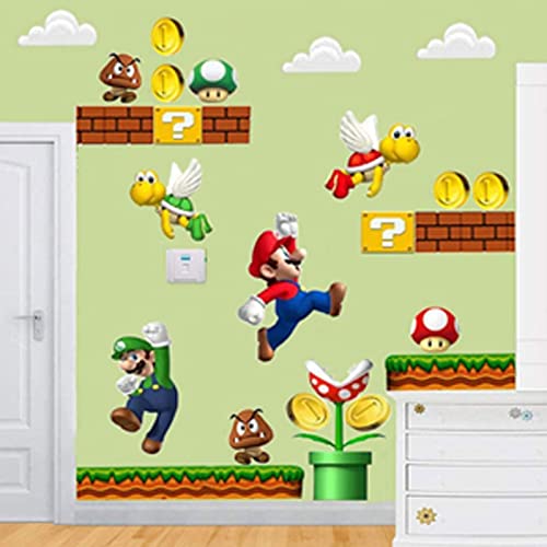SchwartsCountSuper Mario Brothers Wall Decals  Super Mario Build a Scene Vinyl Wall Stickers  Mural Wall Decor Kids Room Rem