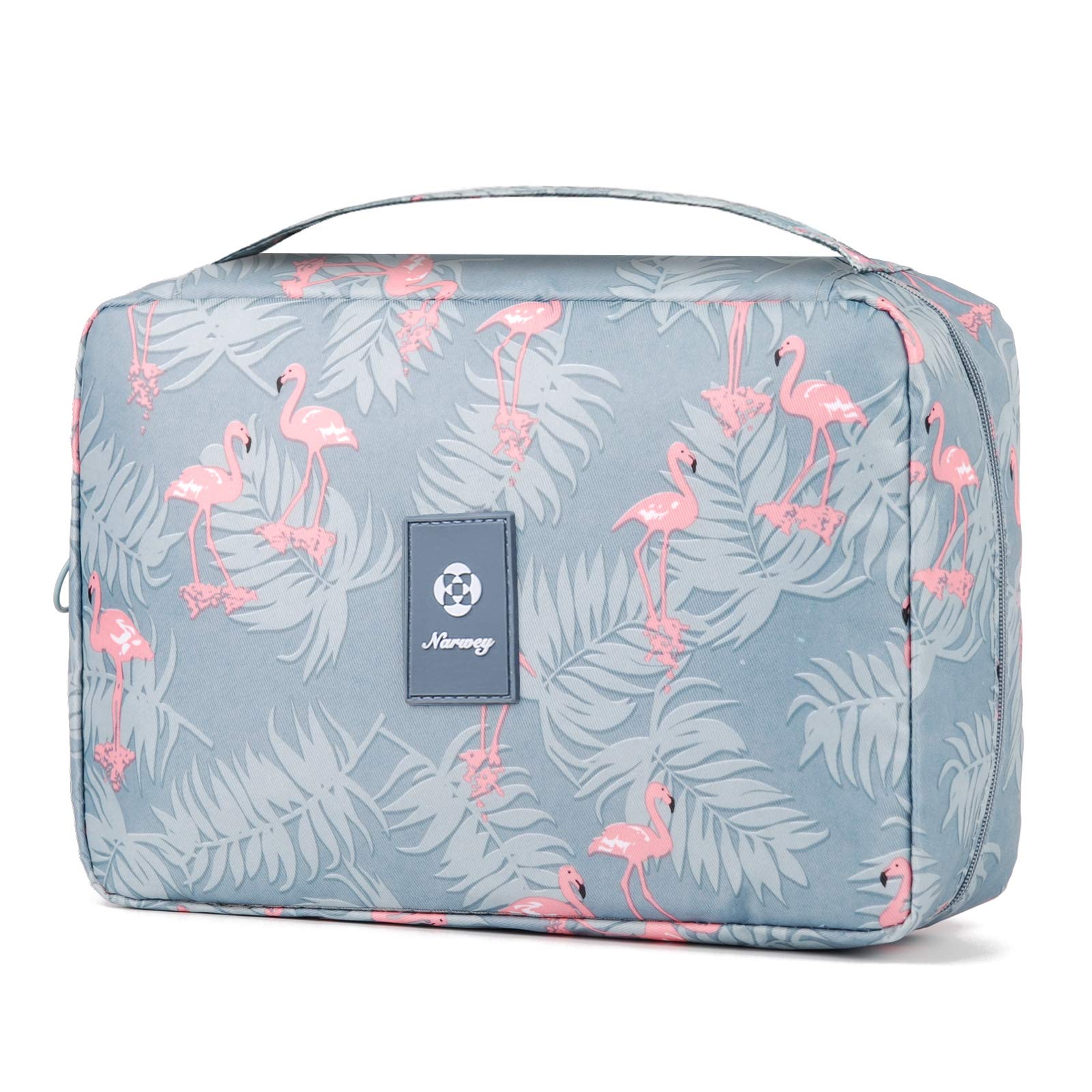 Narwey Hanging Toiletry Bag for Women Travel Makeup Bag Organizer Toiletries Bag for Cosmetics Essentials Accessories Flamingo