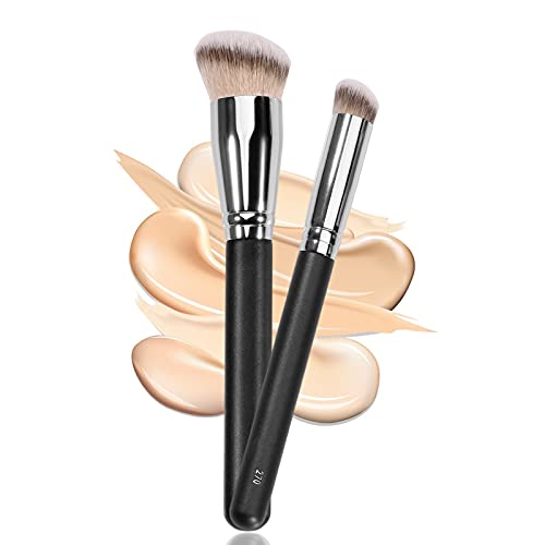 Kugge Under Eye Concealer Brush  Foundation Brush for Liquid Makeup 2PCS Dense Synthetic Angled Kabuki Blending Makeup Brush