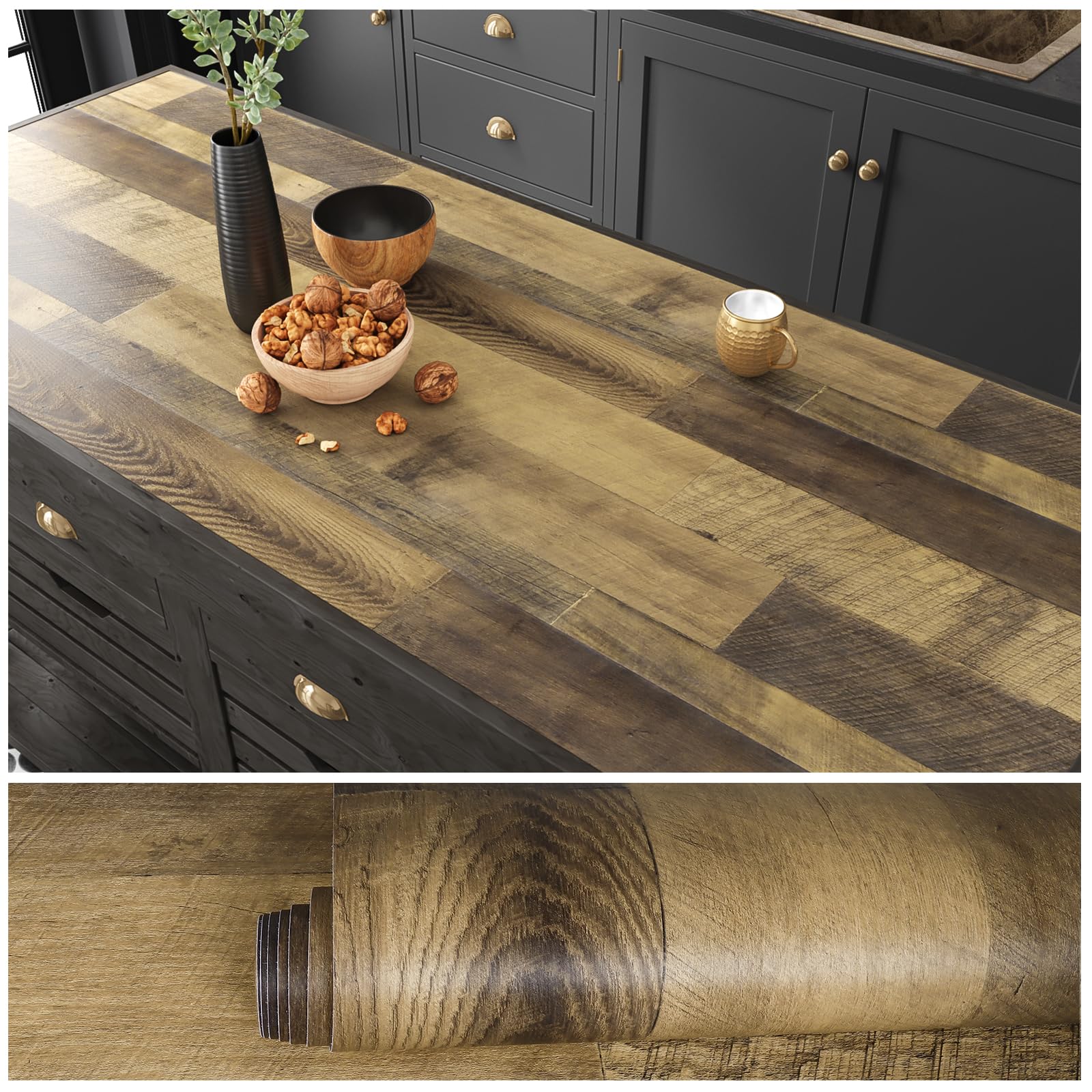 Veelike VEELIKE Wood Contact Paper Peel and Stick Countertops for Kitchen  Butcher Block Countertop Contact Paper Waterproof Wood Wallpap, image size:1600x1600