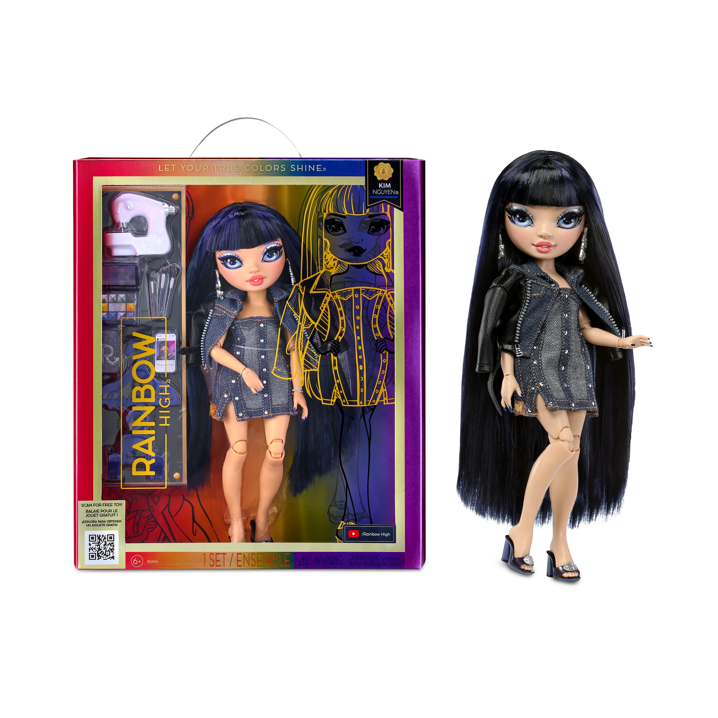 Rainbow High Kim- Denim Blue Fashion Doll. Fashionable Outfit & 10+  Colorful Play Accessories. Great Gift for Kids 4-12 Years Ol