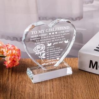 Movdyka Birthday Gifts for Girlfriend Unique, Heart Glass