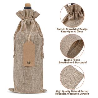 Sailup Burlap Wine Bags 12 Pcs Wine Bottle Gift Bags,Reusable Wine