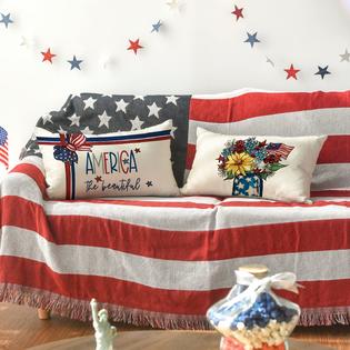 AVOIN colorlife America The Beautiful Let Freedom Ring Throw