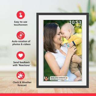 AKImart Cadre Photo Numérique WiFi 10.1" 32Go - Écran Tactile IPS Cloud Frameo Rotation Auto