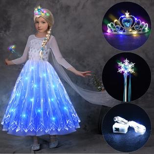 Latocos Light Up Frozen Elsa Costume for Girls Kids Princess Dress