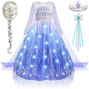 Latocos Light Up Frozen Elsa Costume for Girls Kids Princess Dress Up Cloths for Little Girls Birthday Halloween Cosplay Latocos Light Up Frozen Elsa Costume for Girls Kids Princess Dress Up Cloths for Little Girls Birthday Halloween Cosplay
