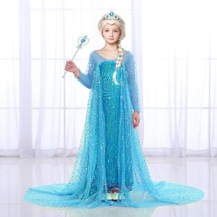 G.C Girls Elsa Frozen Dress Costume Princess Dress Up Clothes with Long Cape Kids Toddler Wig G.C Girls Elsa Frozen Dress Costume Princess Dress Up Clothes with Long Cape Kids Toddler Wig