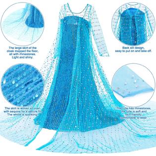 G.C Girls Elsa Frozen Dress Costume Princess Dress Up Clothes with Long Cape Kids Toddler Wig G.C Girls Elsa Frozen Dress Costume Princess Dress Up Clothes with Long Cape Kids Toddler Wig