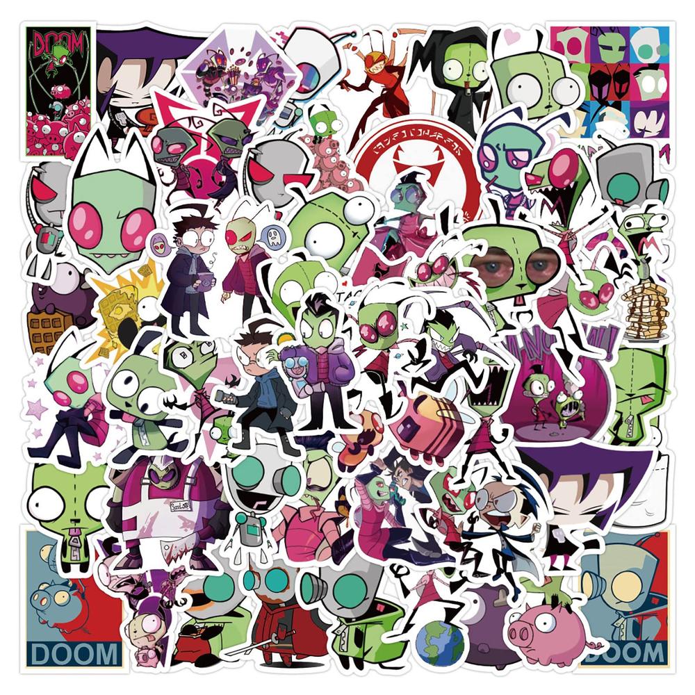 SZWMXH 50pcs Invader Zim Stickers Funny Cartoon Anime Stickers for Kids ...