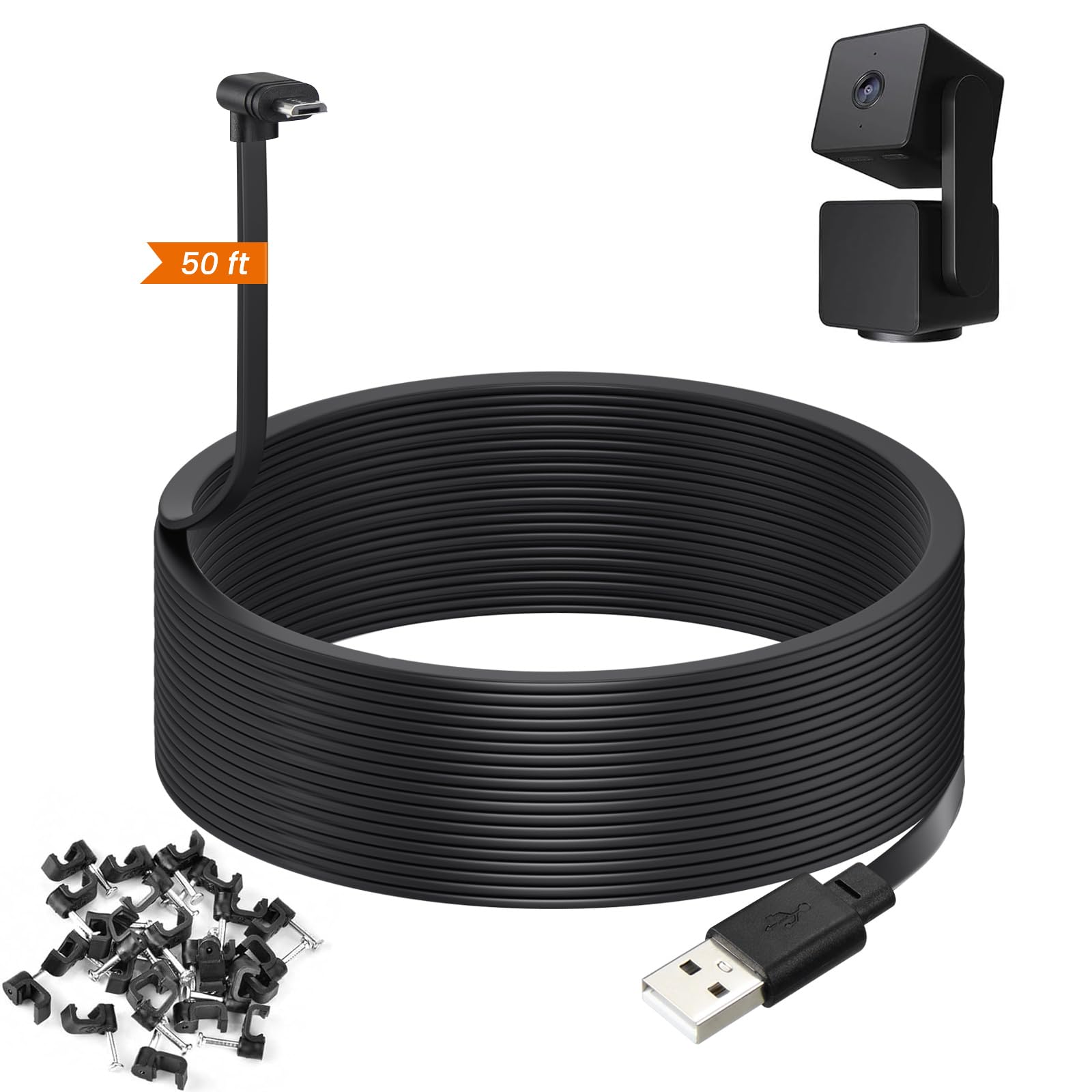 Weishan weishan 50ft Power Cord Compatible with Wyze Cam Pan v3