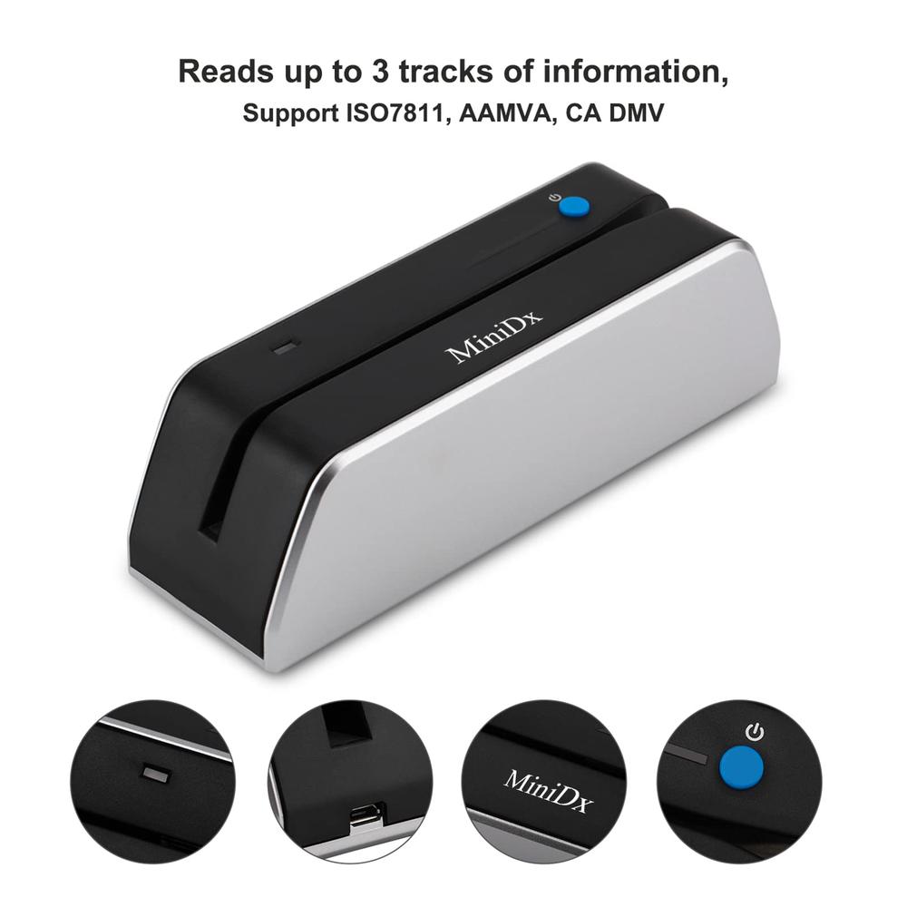 Mini Dx Card Reader MiniDX MSR X6 Bluetooth Magnetic Swipe Card Reader Writer Encoder 3 ...