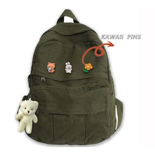 WMCSBP01_GR2 PRLINJSK Cute Canvas Backpacks for Women Girls