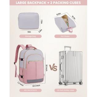 LOVEVOOK 40L Travel Backpack For Women – Flight Approved Carry On, Fits 17” Laptop, With Toiletry & Shoe Bag