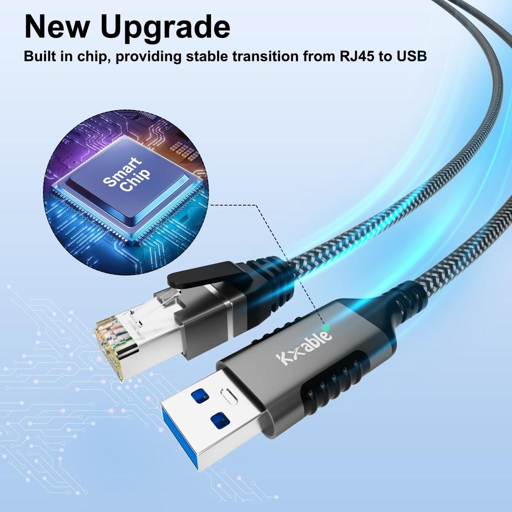 Portable Rj45 Kxable USB to Ethernet Cable 30 FT, USB 3.0 A Male to RJ45 Male Cord ...