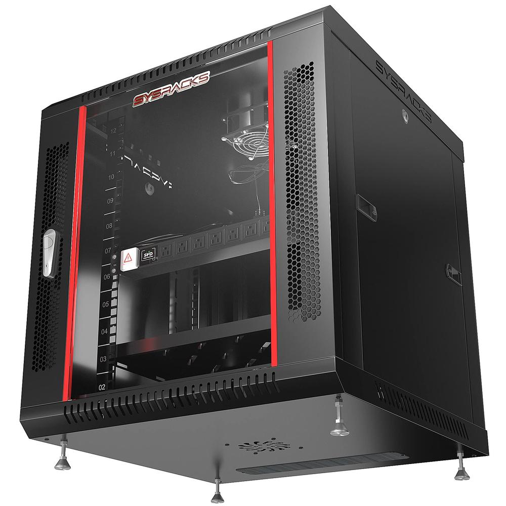 Lockable Server Rack Rack Mountable Sysracks Network Data Cabinet 12U Rack Mount Wall Mount IT Rack Locking ...