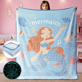 Goodhipi Glow in The Dark Mermaid Blanket Throw Gifts for Girls