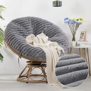 HOMBYS Fluffy Shaggy Cover for Papasan Chair Cushion, Plush Faux