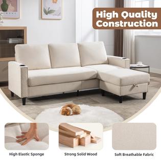 Siiejia Convertible Sectional Couches for Living Room, L-Shaped