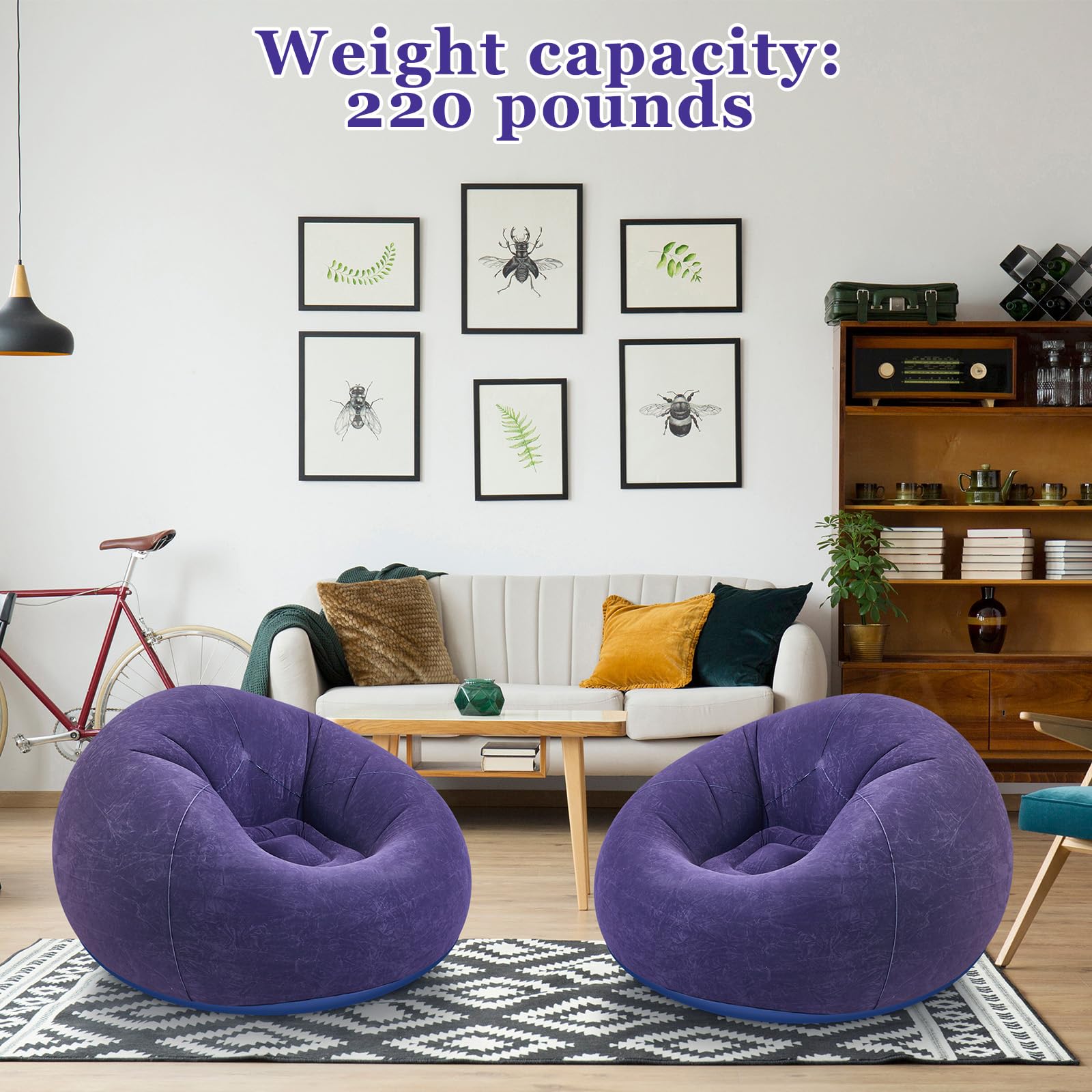 Self Inflatable Couch For Adults Kids, Queen Size Illuminated Blow