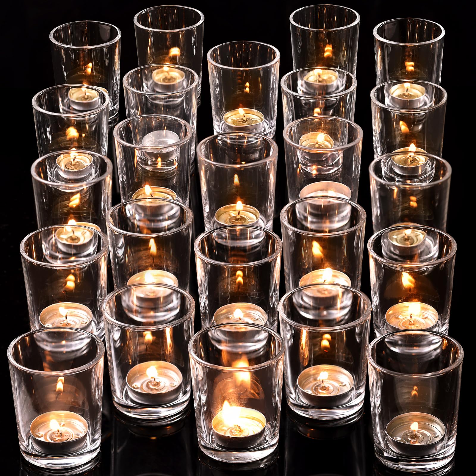 TBWIND 24 Pcs Votive Candle Holders, Clear Glass Candle