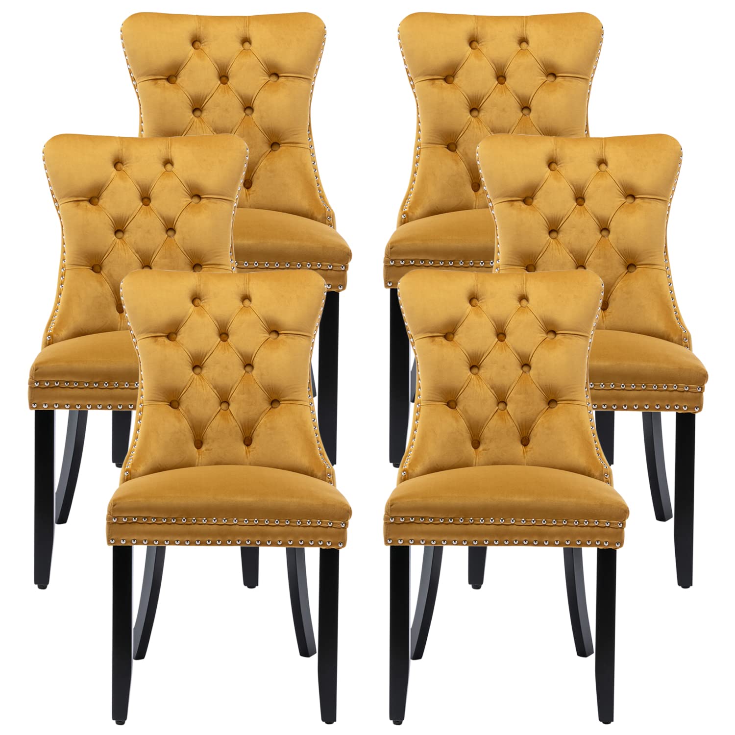 Amazon Mustard Velvet Dining Chair Nailhead Dining Set Kiztir