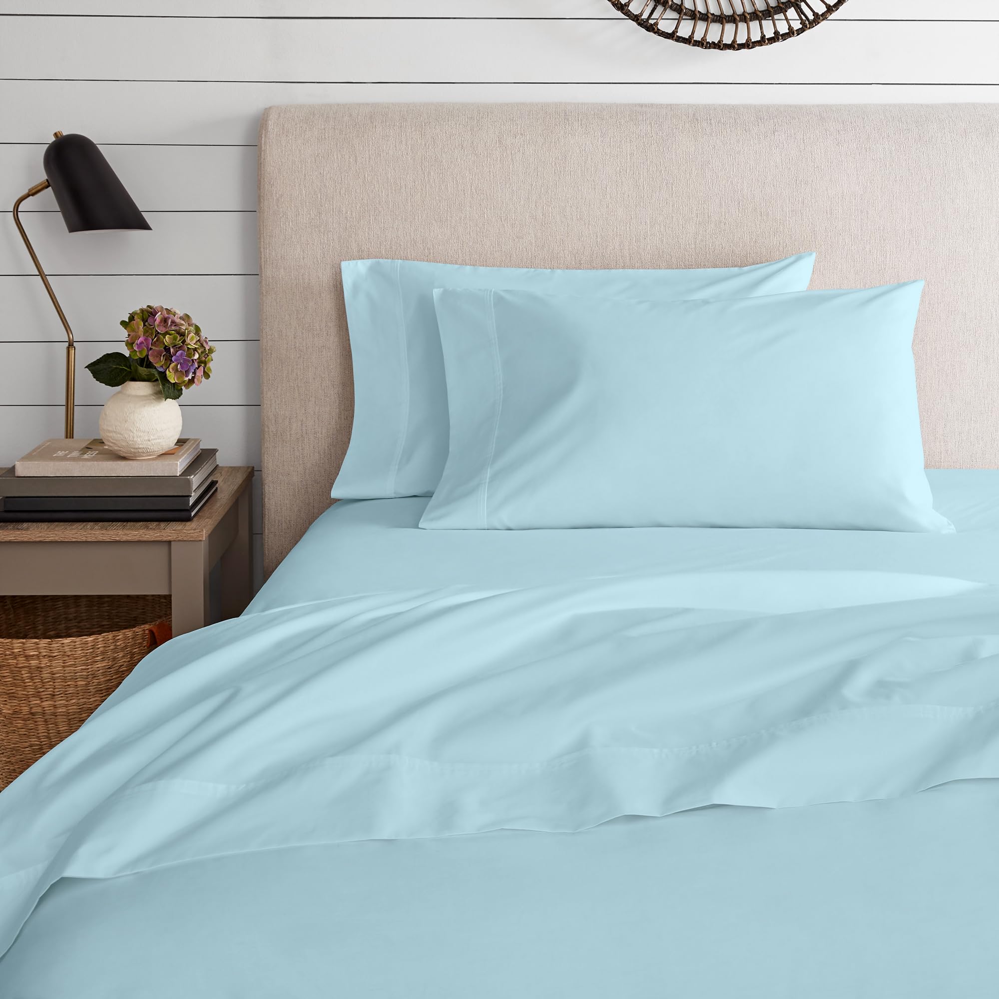 martha stewart collection bedding 400 thread count king flat sheet blue sky  from Sears.com, image size:2000x2000