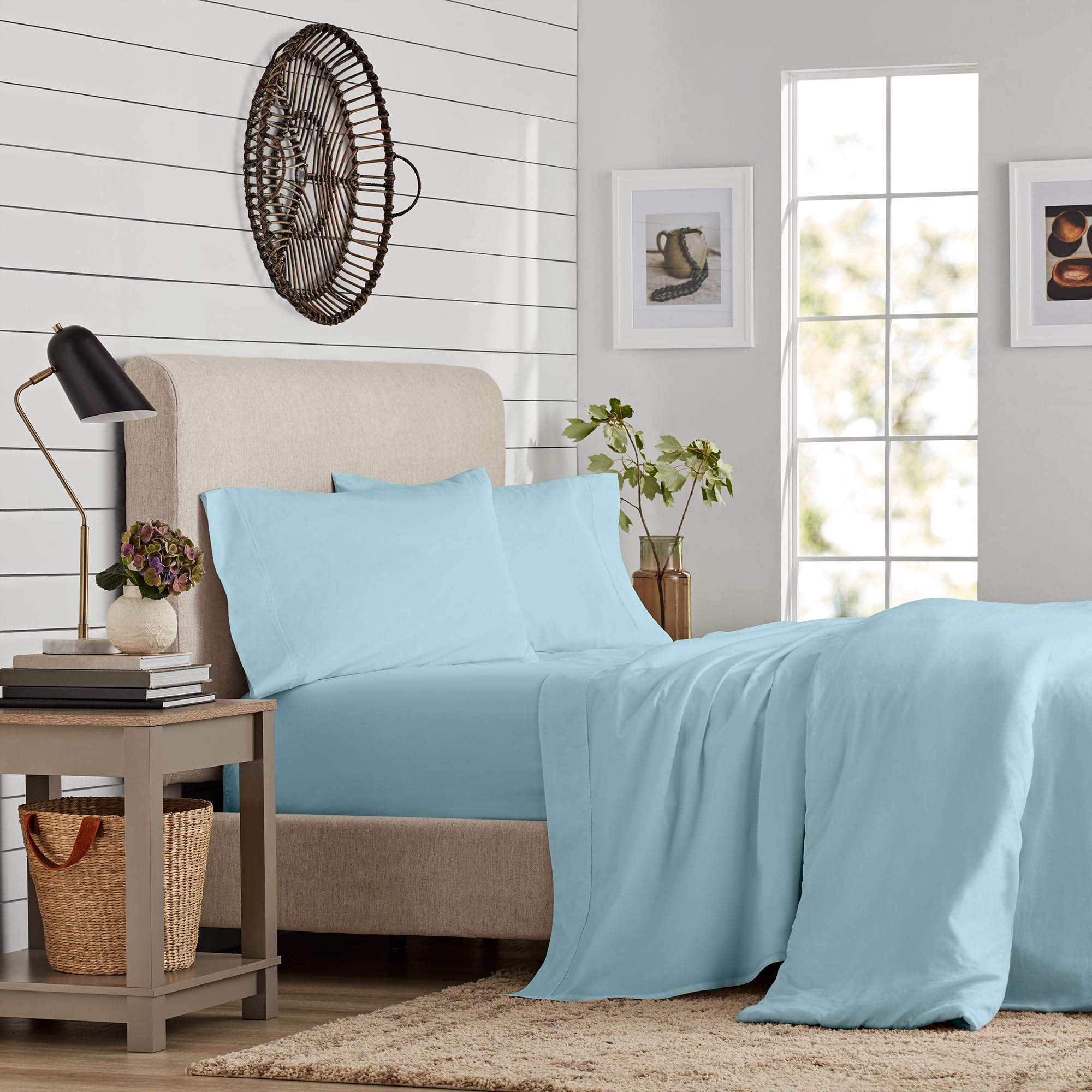 martha stewart collection bedding 400 thread count king flat sheet blue sky  from Sears.com, image size:2000x2000