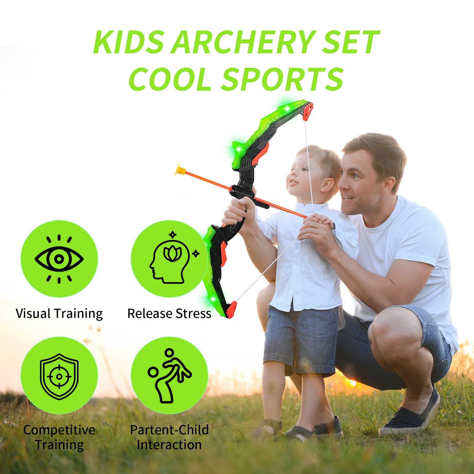 TEMI Super Kids Set, Kids Archery Toy Set Includes Bows+12