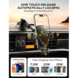 15W Wireless Fast Charger Car Mount – Automatic Clamping Phone Holder For IPhone & Android